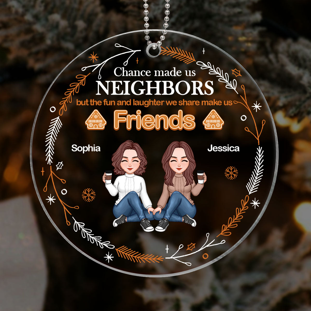 Gingerbread Neighbor Christmas Personalized Acrylic Ornament