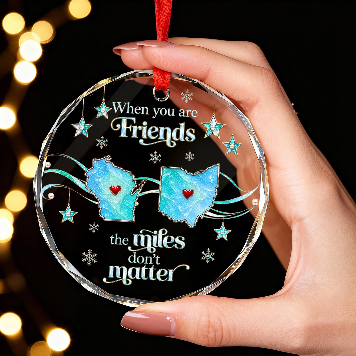 Long Distance Gift - Personalized Glass Ornament - Heartfelt Christmas Gift for Family, Friends, Sisters, Besties