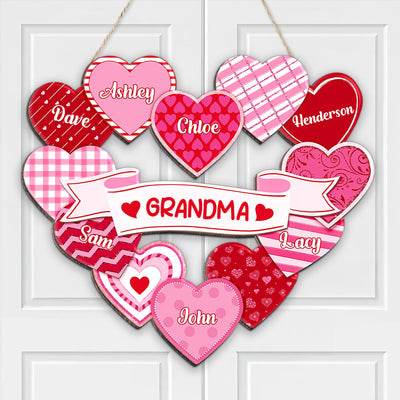 Grandma's Sweethearts Coquette Valentine's Day - Personalized Door Hanger Sign