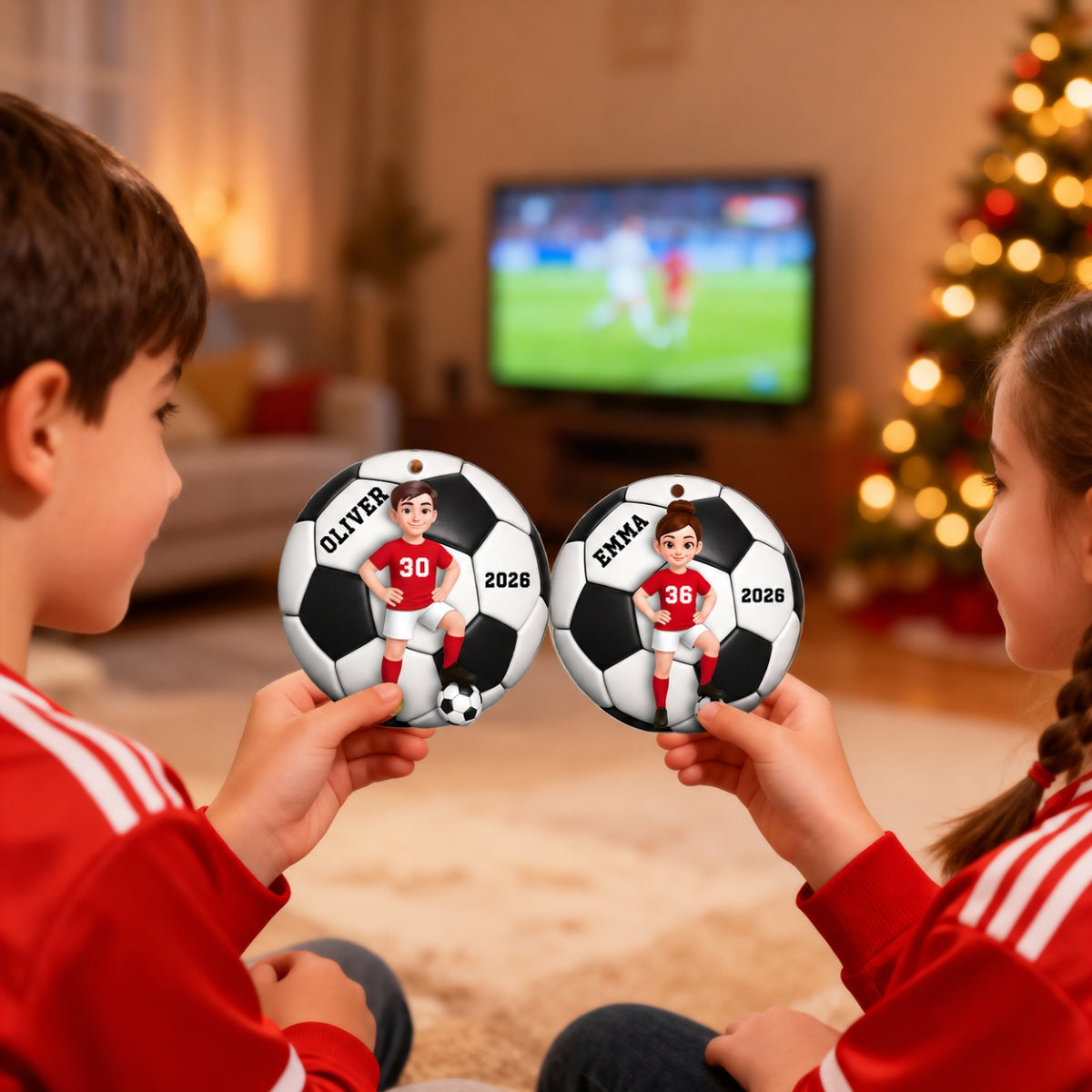 Soccer Girl Boy 3D Effect - Personalized Acrylic Ornament