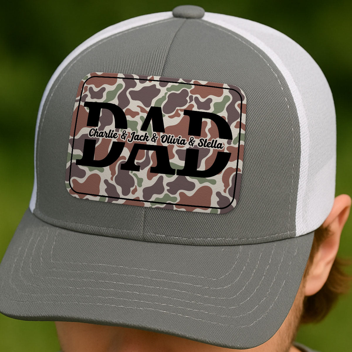 Dad Camouflage Pattern Personalized Leather Patch Hat