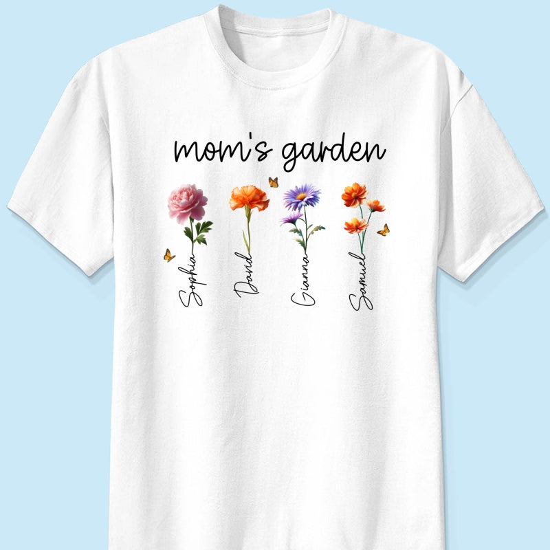 Mom's Garden 3D Effect Birth Month Flower Personalized Shirt