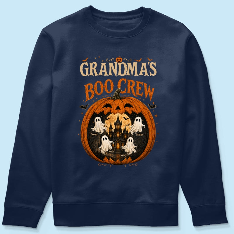 Trending Pumpkin Grandma's Boo Crew Halloween Haunted House - Personalized Shirt - Gift for Grandma