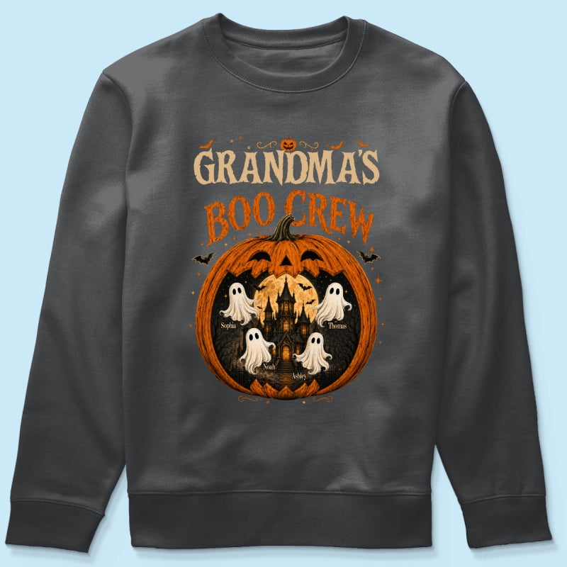 Trending Pumpkin Grandma's Boo Crew Halloween Haunted House - Personalized Shirt - Gift for Grandma