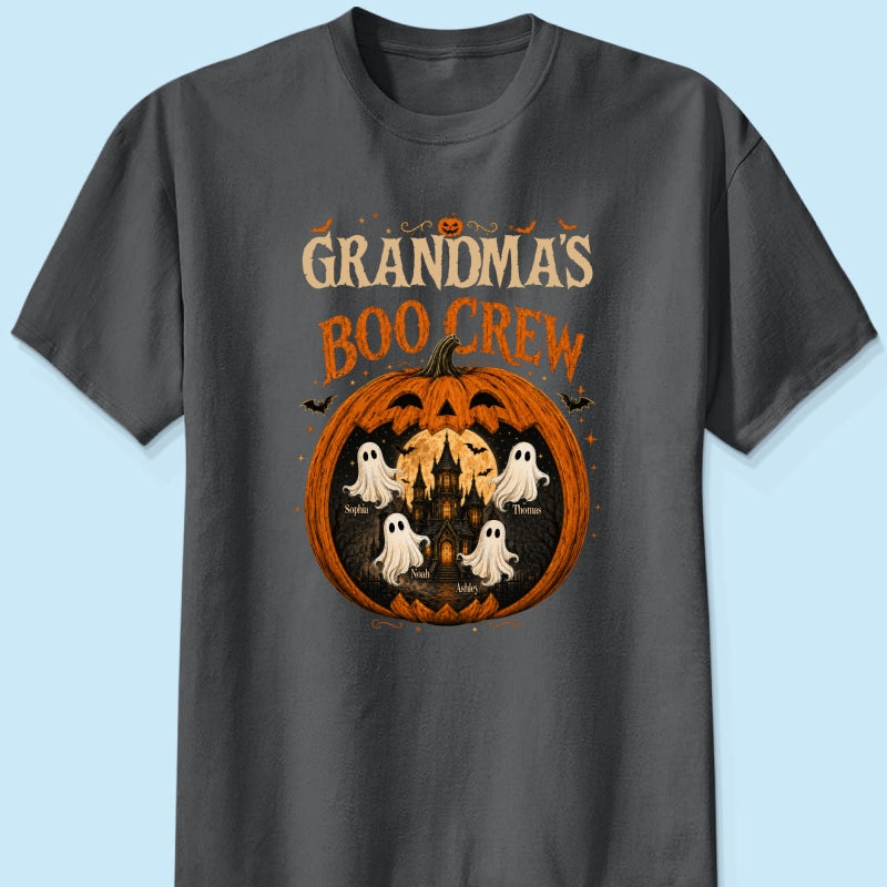 Trending Pumpkin Grandma's Boo Crew Halloween Haunted House - Personalized Shirt - Gift for Grandma