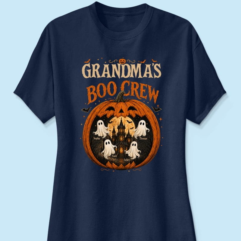 Trending Pumpkin Grandma's Boo Crew Halloween Haunted House - Personalized Shirt - Gift for Grandma