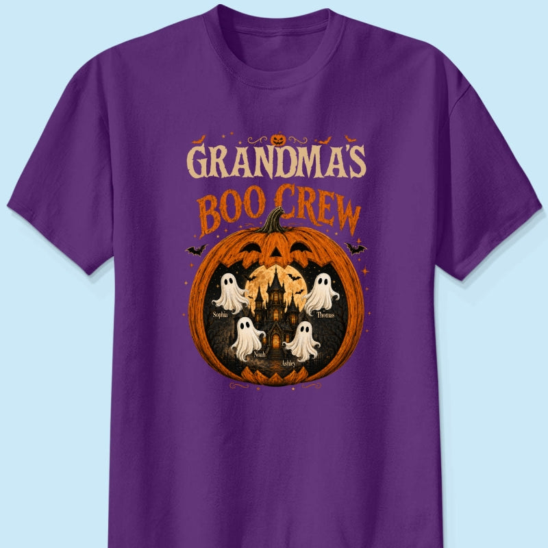 Trending Pumpkin Grandma's Boo Crew Halloween Haunted House - Personalized Shirt - Gift for Grandma