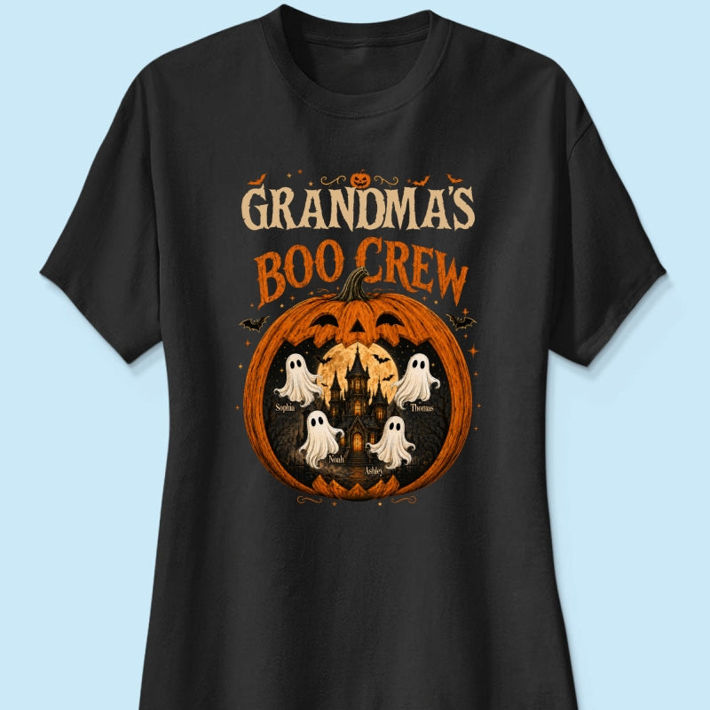 Trending Pumpkin Grandma's Boo Crew Halloween Haunted House - Personalized Shirt - Gift for Grandma