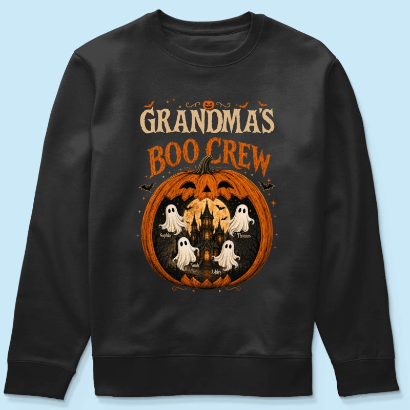 Trending Pumpkin Grandma's Boo Crew Halloween Haunted House - Personalized Shirt - Gift for Grandma