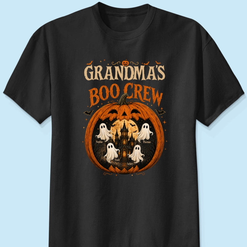 Trending Pumpkin Grandma's Boo Crew Halloween Haunted House - Personalized Shirt - Gift for Grandma
