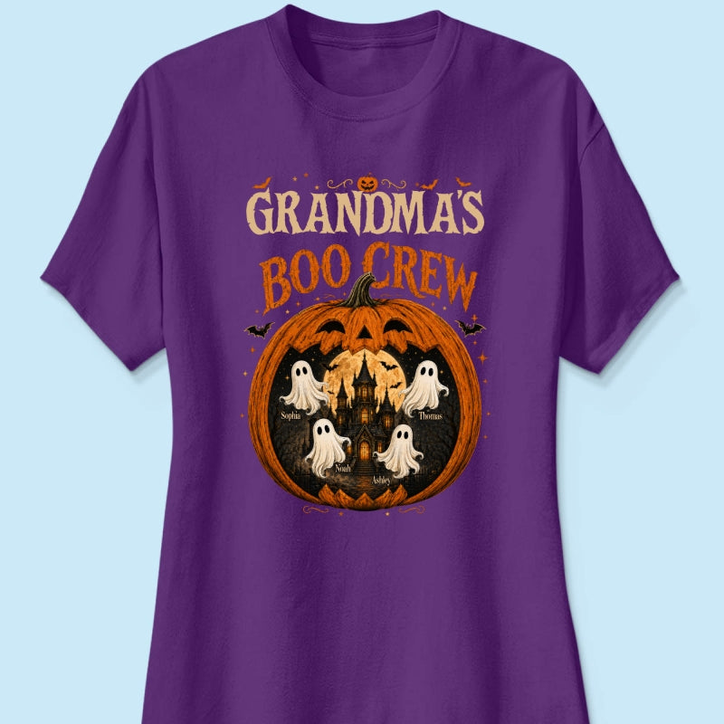 Trending Pumpkin Grandma's Boo Crew Halloween Haunted House - Personalized Shirt - Gift for Grandma