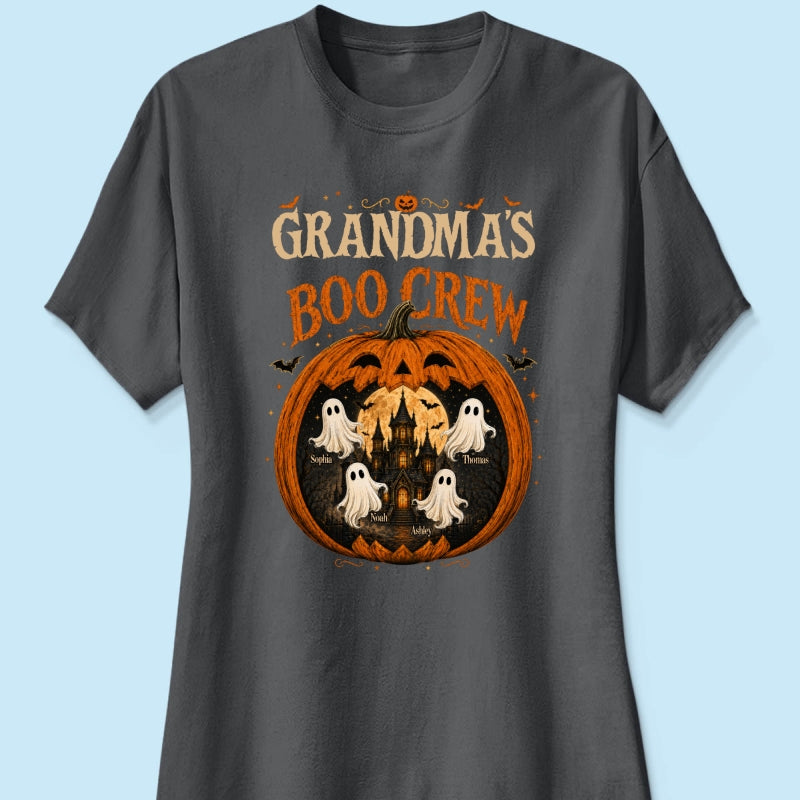 Trending Pumpkin Grandma's Boo Crew Halloween Haunted House - Personalized Shirt - Gift for Grandma