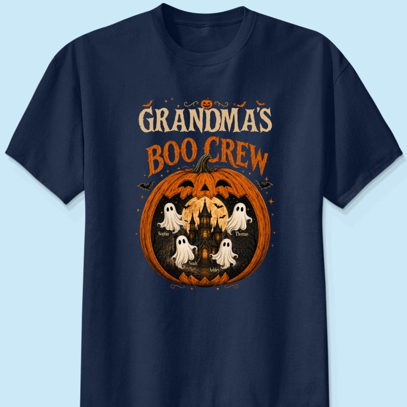 Trending Pumpkin Grandma's Boo Crew Halloween Haunted House - Personalized Shirt - Gift for Grandma