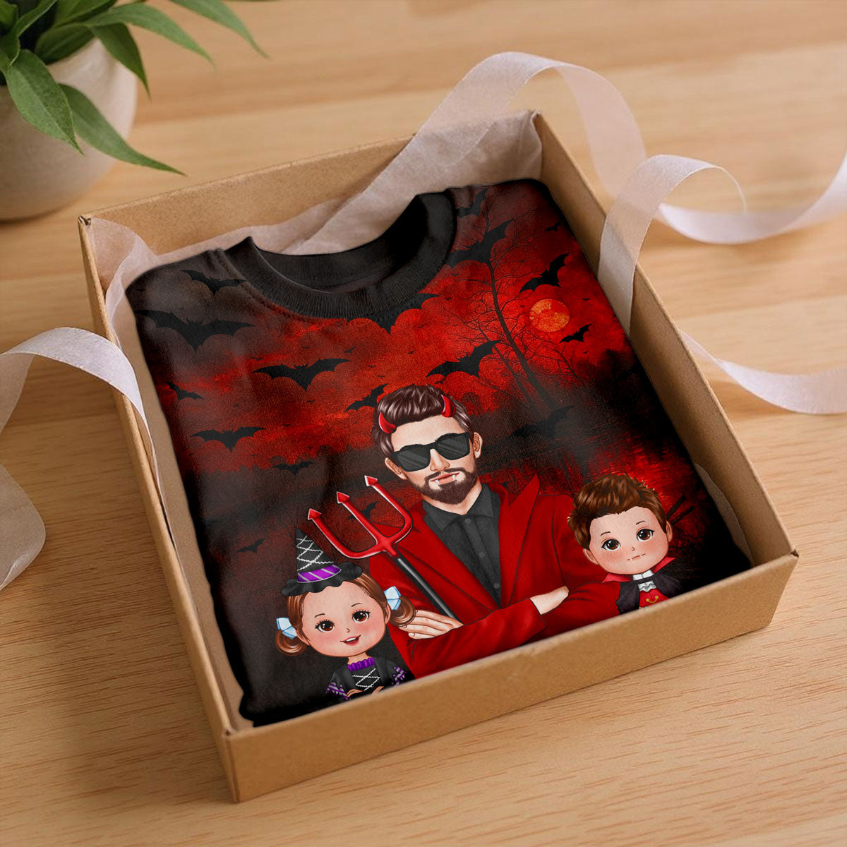 Halloween Dad Grandpa With Kids Dracula Personalized Shirt
