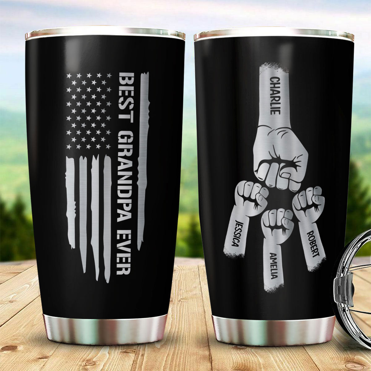 Best Dad Grandpa Ever Fist Bump Personalized Tumbler| Coolest Father's Day Gift For Dad, Grandpa