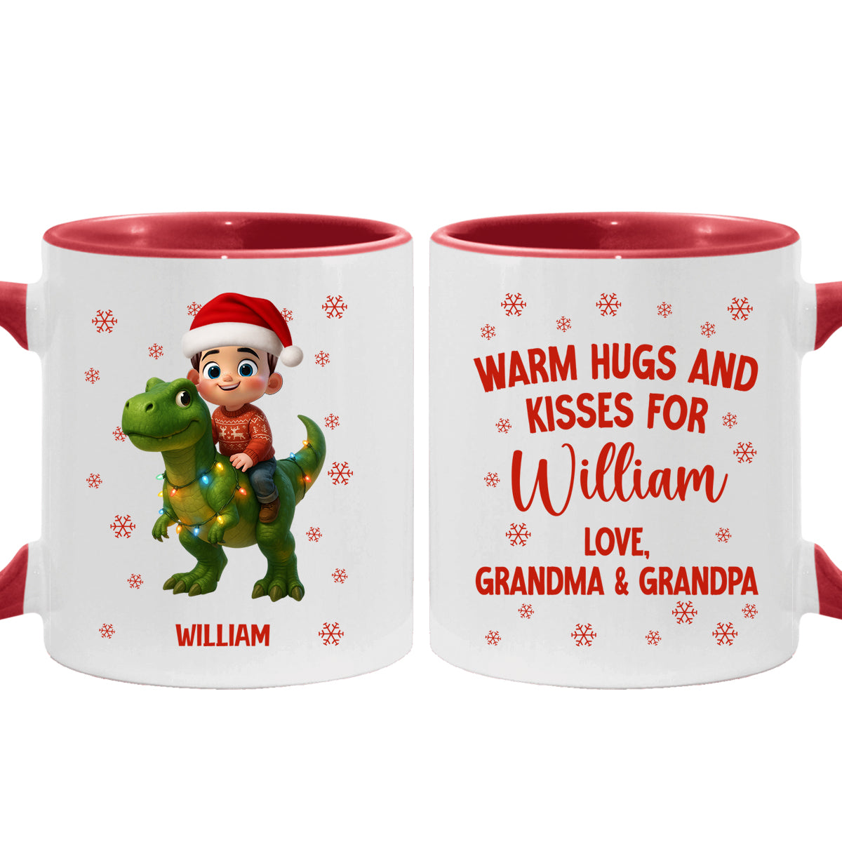 Cute Kid With Dinosaur Christmas Personalized Mug