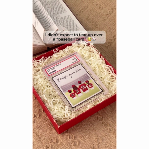 Baseball No. 1 Dad Man & Kids Sitting Trading Card Style - Personalized Acrylic Block Plaque