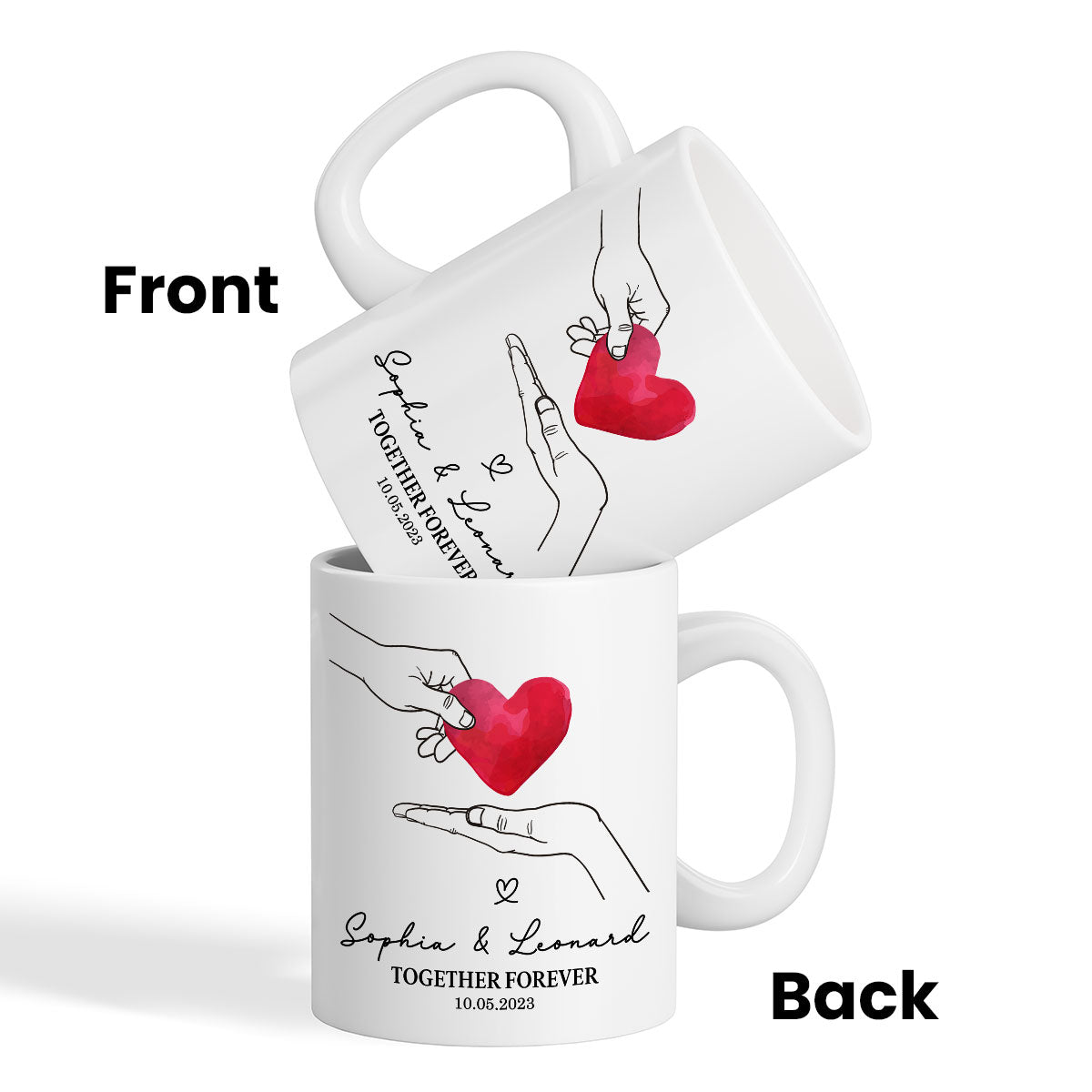 Give You My Heart Couple Hands Personalized Mug,  gift, Anniversary gift for Couples