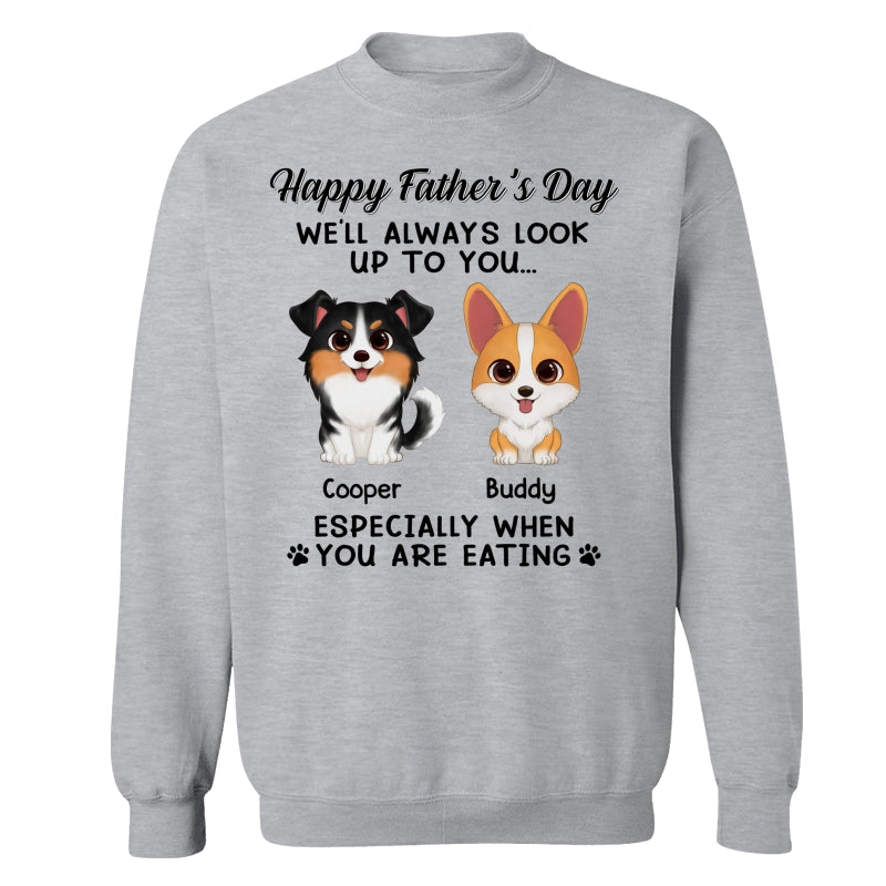 Happy Father‘s Day We’ll Always Look Up To You Watercolor Cute Dogs Personalized Shirt