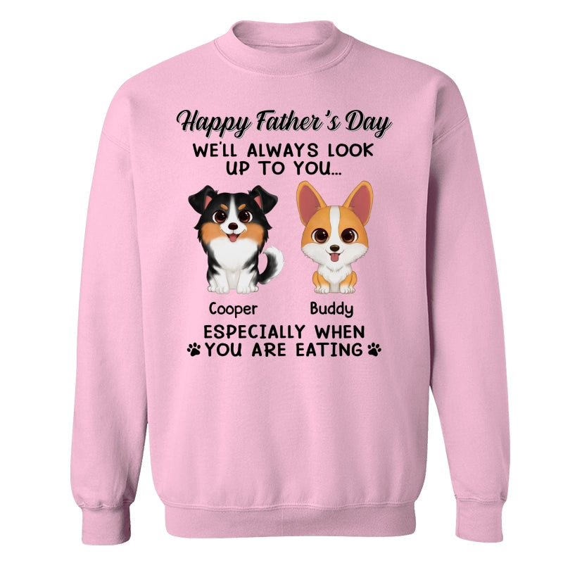 Happy Father‘s Day We’ll Always Look Up To You Watercolor Cute Dogs Personalized Shirt