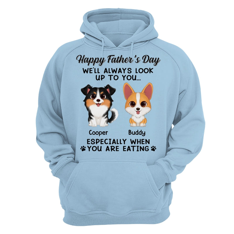Happy Father‘s Day We’ll Always Look Up To You Watercolor Cute Dogs Personalized Shirt