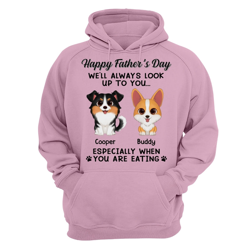 Happy Father‘s Day We’ll Always Look Up To You Watercolor Cute Dogs Personalized Shirt