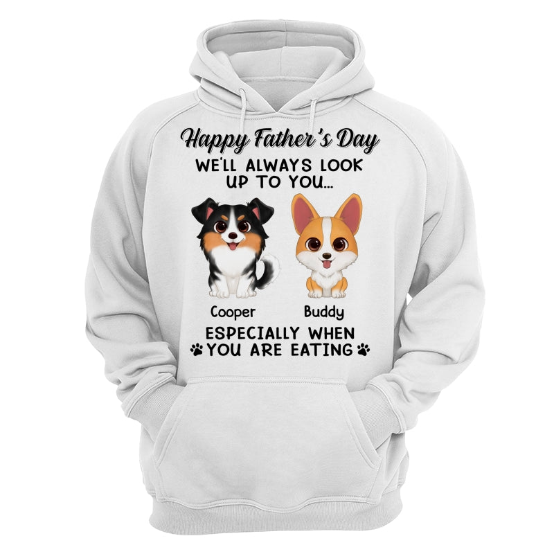 Happy Father‘s Day We’ll Always Look Up To You Watercolor Cute Dogs Personalized Shirt