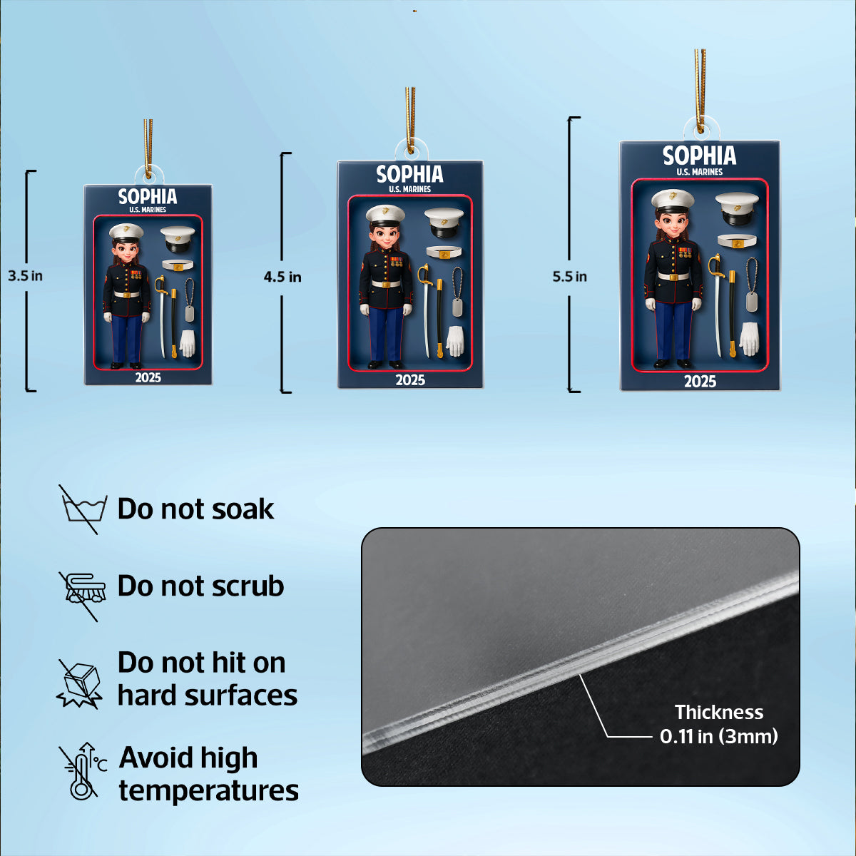Marines Action Figure 3D Effect Personalized Acrylic Ornament - Special Gift For The Marines