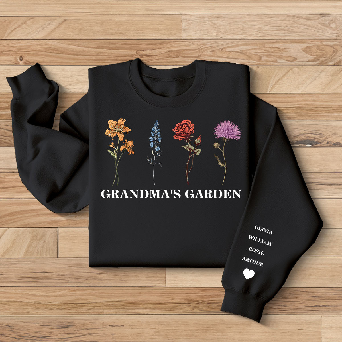 Custom Birth Month Sweatshirt Birth Flower Sweater, Grandma's Garden
