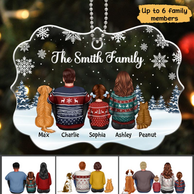 Family Dad Mom Kids Dogs Cats - Personalized Acrylic Ornament
