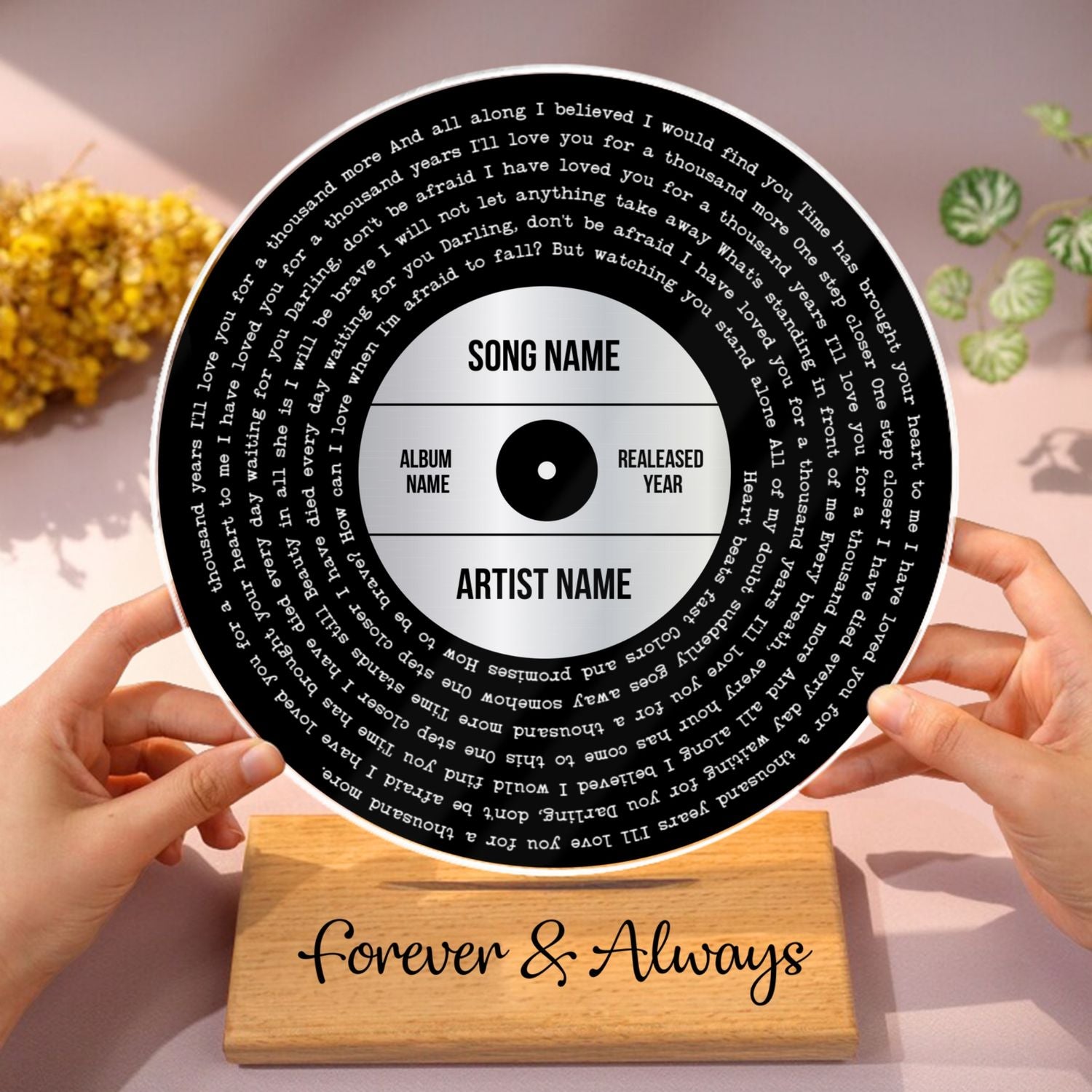 Personalized Gold Silver Copper Foil Printed Favorite Song Lyrics Record Acrylic Song Plaque, Perfect Wedding Gift, Anniversary Gift For Him For Her