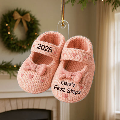 Baby First Step First Christmas Christmas Personalized Flat Acrylic Ornament