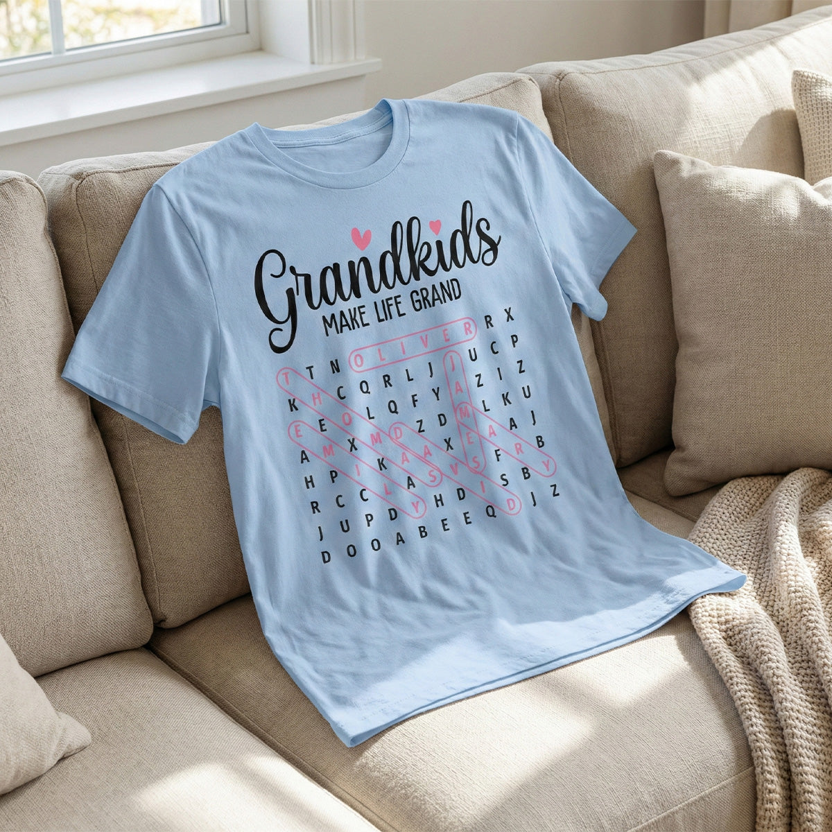 Grandma's Favorite People Word Search Puzzle - Personalized Shirt - Mother's Day Gift For Grandma Mom