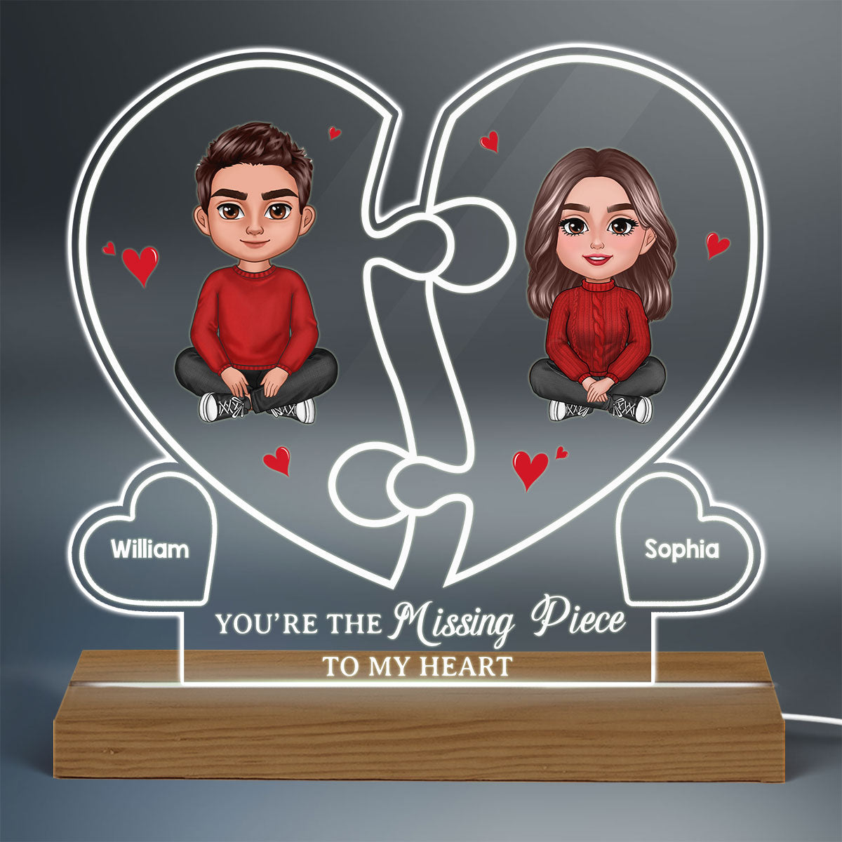 Missing Pieces To My Hearts Crossed Legs Couple Personalized Custom Shape Acrylic LED Night Light