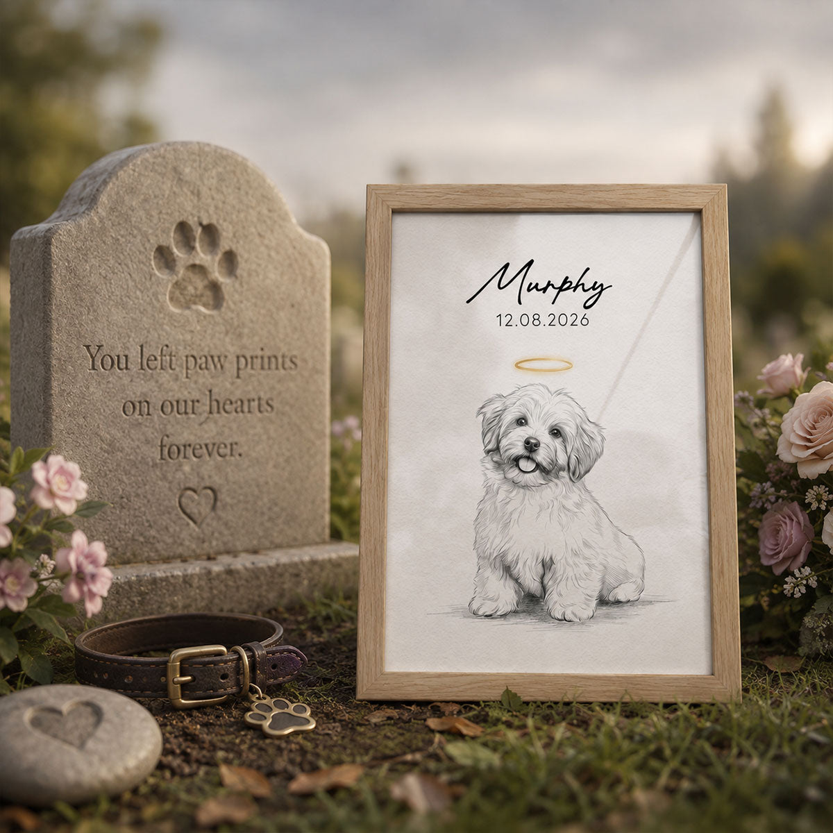 Custom Pet Memorial Portrait - Personalized Poster - Pet Loss Gift, Dog Cat Remembrance