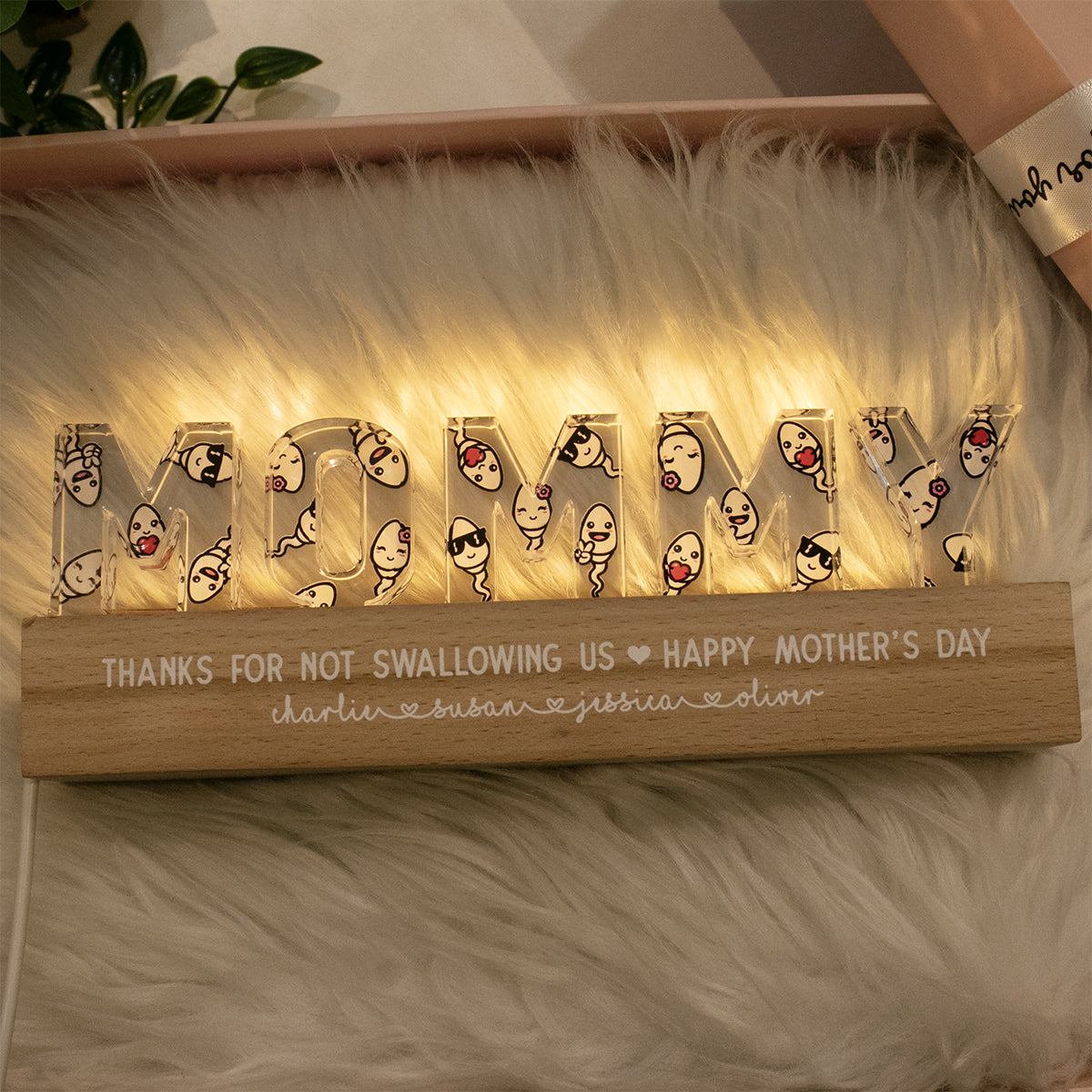 Mommy Thanks For Not Swallowing Us Funny Mother‘s Day Gift For Mom Personalized LED Night Light