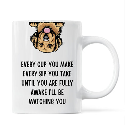 I‘ll Be Watching You Upside Down Peeking Dog Personalized Mug