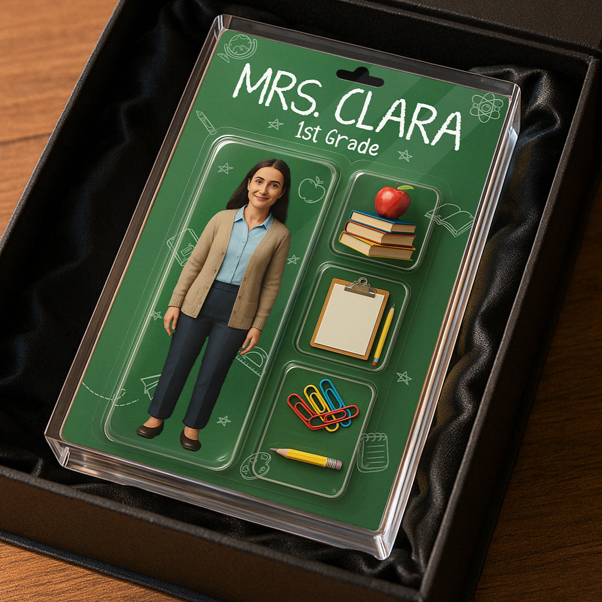 Teacher Custom Face Figure Personalized Rectangle Acrylic Block Plaque, Teacher Appreciation Gift