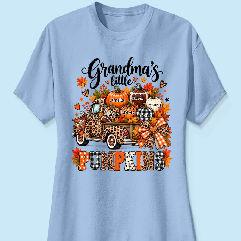 Grandma's Little Pumpkins Game Day - Personalized Shirt - Football Grandma, Football Mom