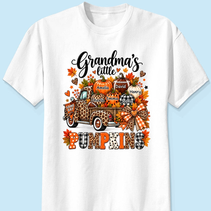Grandma's Little Pumpkins Game Day - Personalized Shirt - Football Grandma, Football Mom