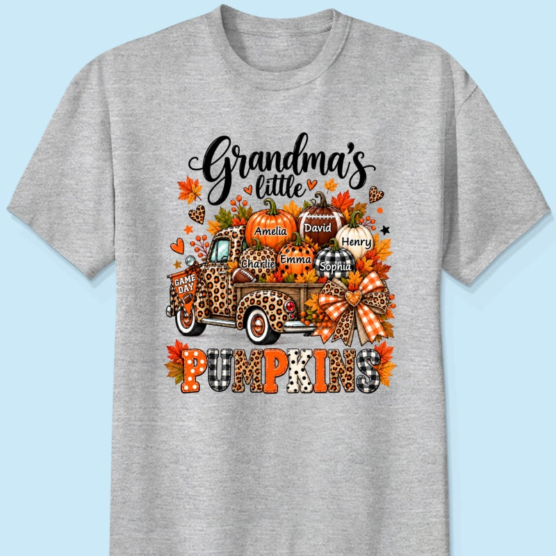 Grandma's Little Pumpkins Game Day - Personalized Shirt - Football Grandma, Football Mom