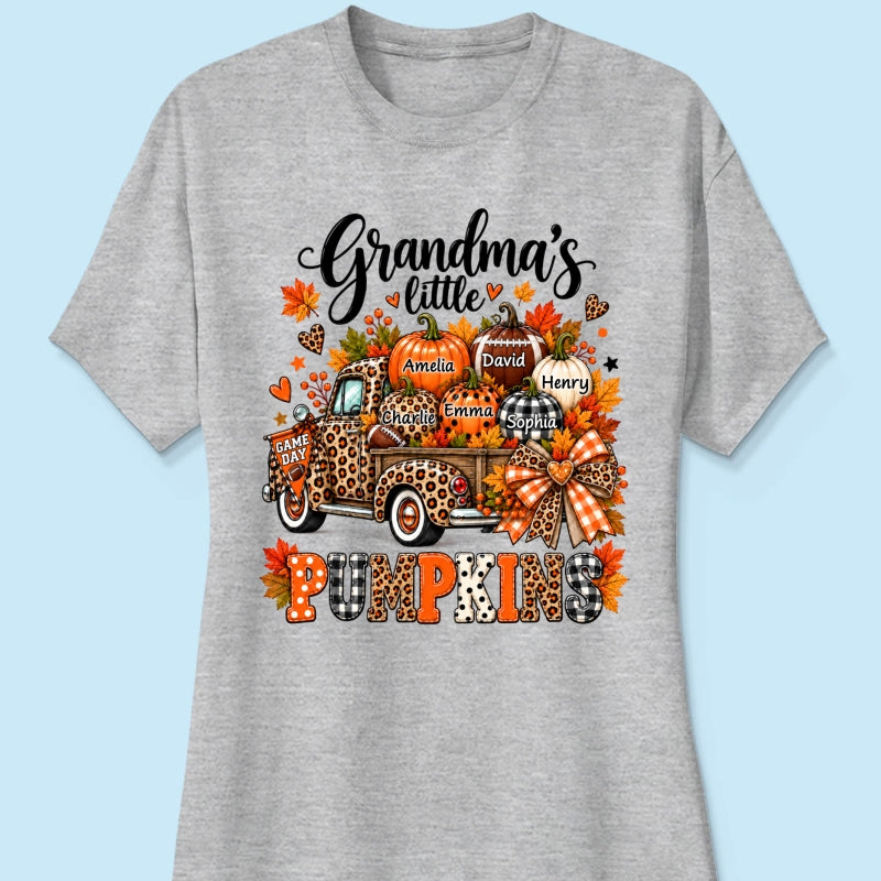 Grandma's Little Pumpkins Game Day - Personalized Shirt - Football Grandma, Football Mom