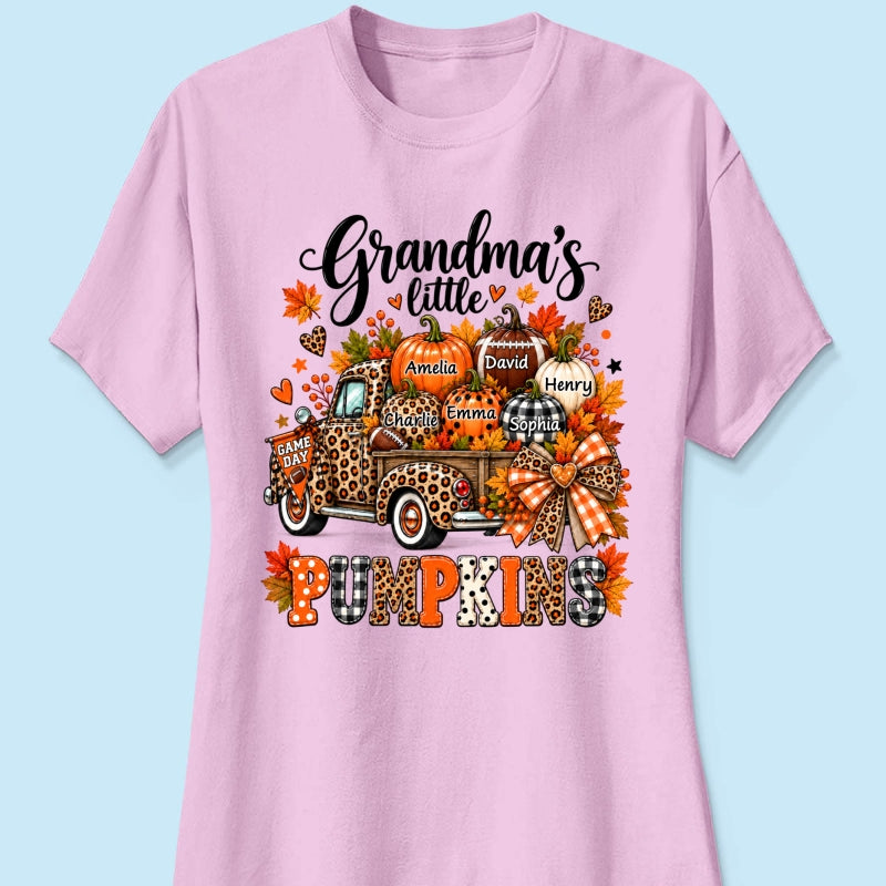 Grandma's Little Pumpkins Game Day - Personalized Shirt - Football Grandma, Football Mom
