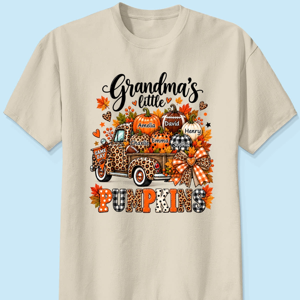 Grandma's Little Pumpkins Game Day - Personalized Shirt - Football Grandma, Football Mom