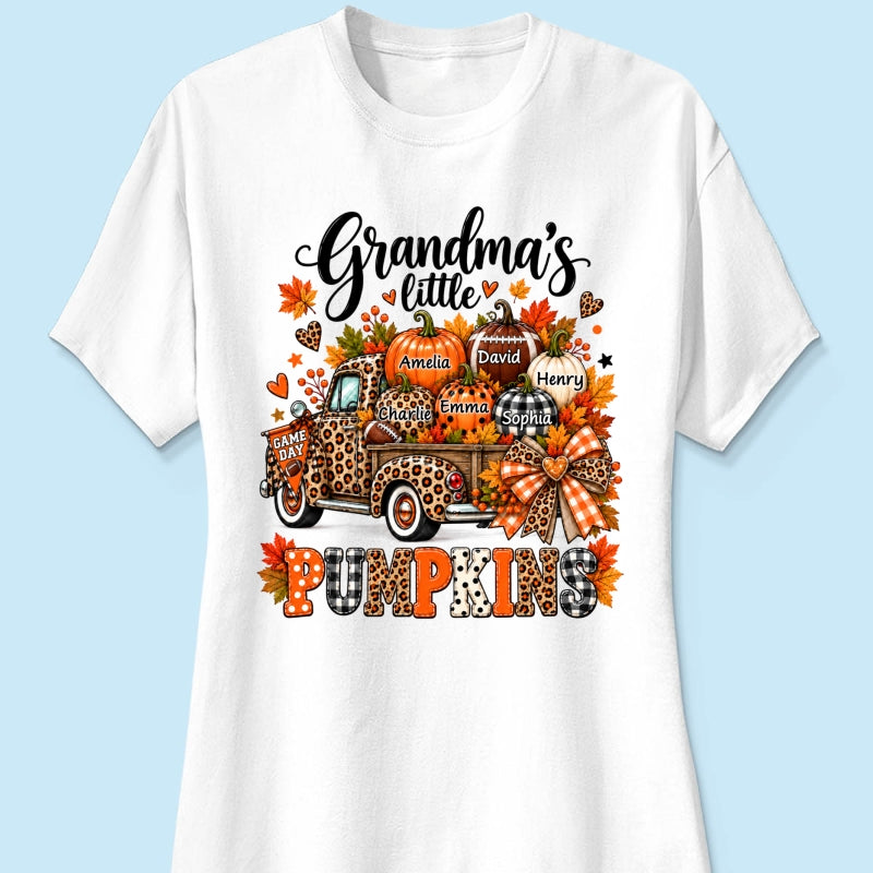 Grandma's Little Pumpkins Game Day - Personalized Shirt - Football Grandma, Football Mom