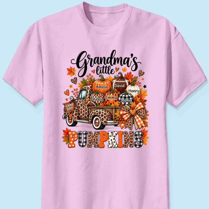 Grandma's Little Pumpkins Game Day - Personalized Shirt - Football Grandma, Football Mom