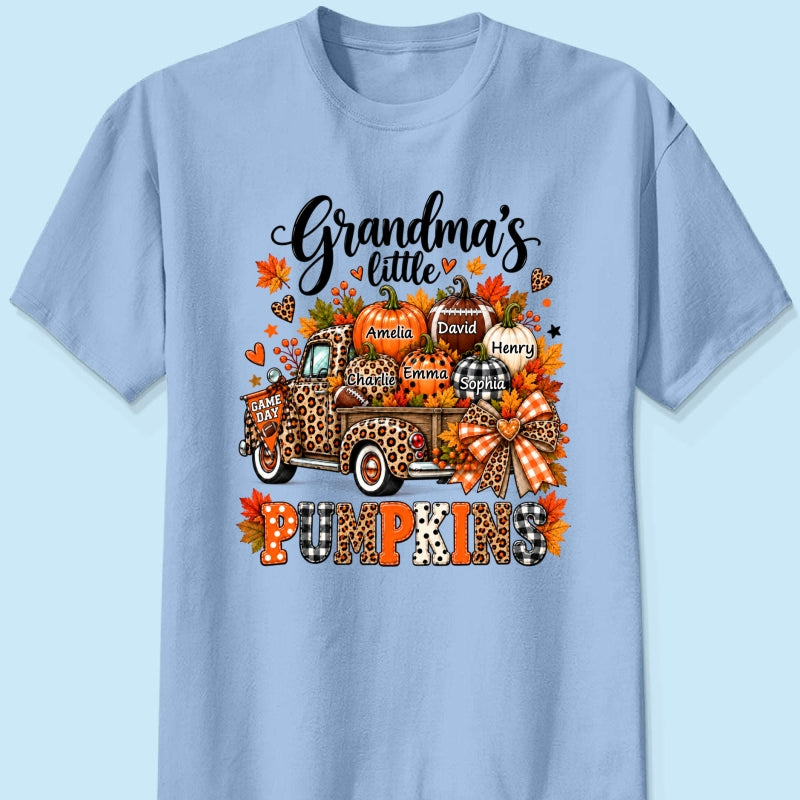 Grandma's Little Pumpkins Game Day - Personalized Shirt - Football Grandma, Football Mom