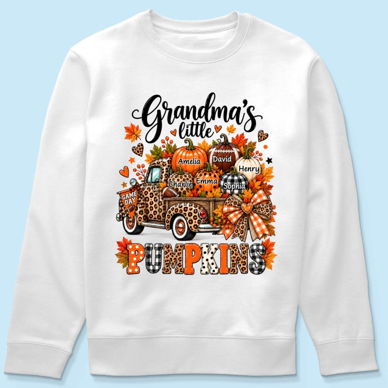 Grandma's Little Pumpkins Game Day - Personalized Shirt - Football Grandma, Football Mom