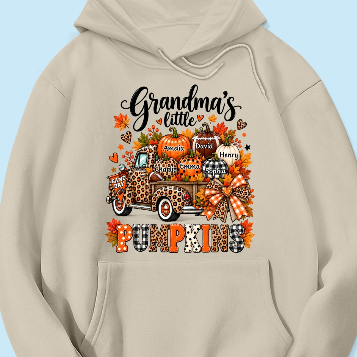 Grandma's Little Pumpkins Game Day - Personalized Shirt - Football Grandma, Football Mom