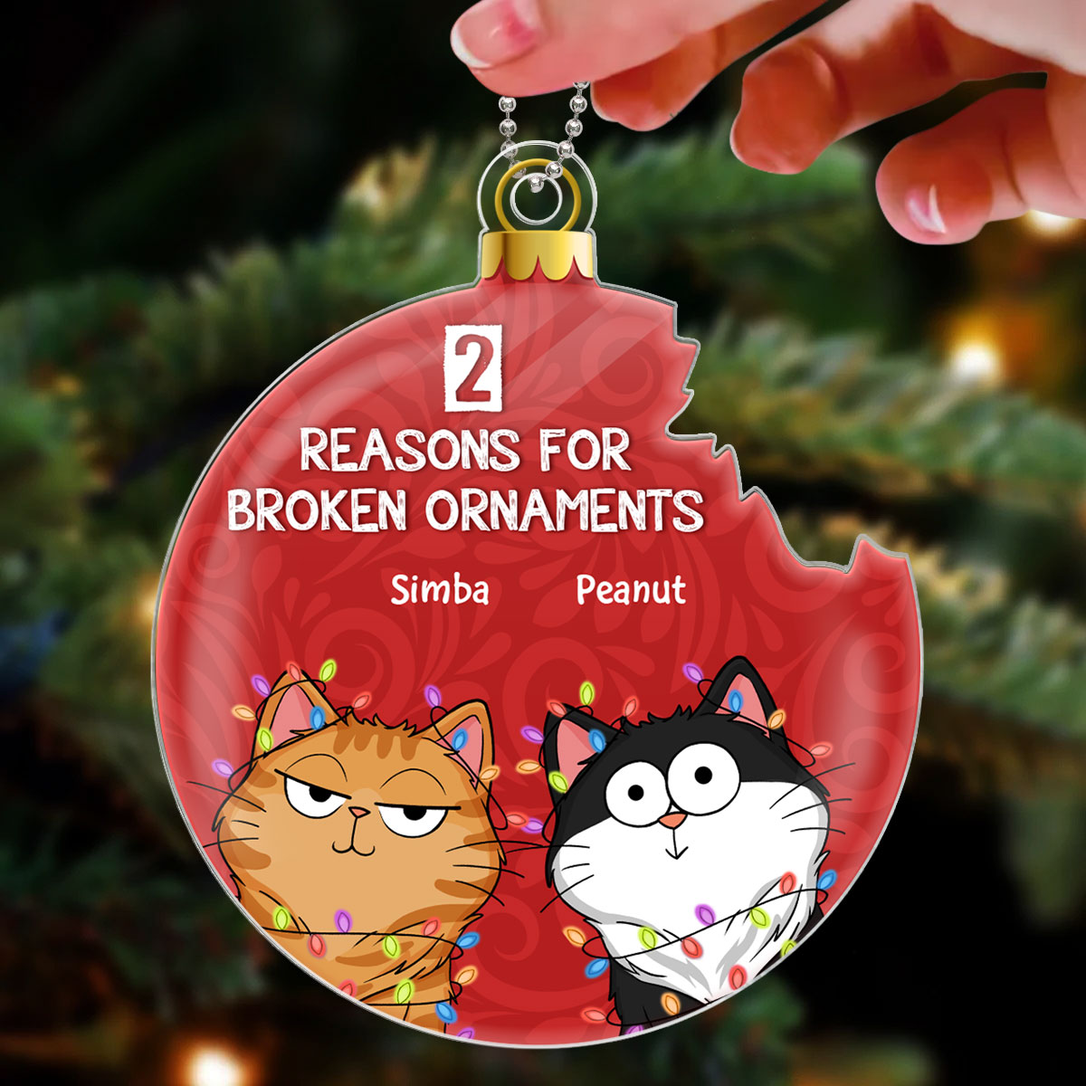 Reasons For Broken Ornament Funny Cat Expression Personalized Acrylic Ornament